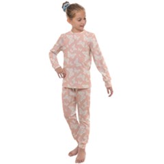 Peaches And Cream Butterfly Print Kids  Long Sleeve Set  by SpinnyChairDesigns