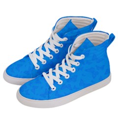 Cornflower Blue Butterfly Print Men s Hi-top Skate Sneakers by SpinnyChairDesigns