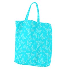 Aqua Blue Butterfly Print Giant Grocery Tote by SpinnyChairDesigns