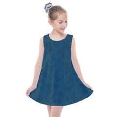 Indigo Dye Blue Butterfly Pattern Kids  Summer Dress by SpinnyChairDesigns