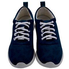Indigo Dye Blue Butterfly Pattern Mens Athletic Shoes by SpinnyChairDesigns