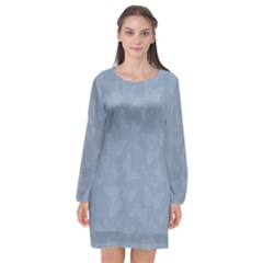Faded Blue Butterfly Print Long Sleeve Chiffon Shift Dress  by SpinnyChairDesigns