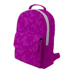 Fuchsia Butterfly Print  Flap Pocket Backpack (large) by SpinnyChairDesigns