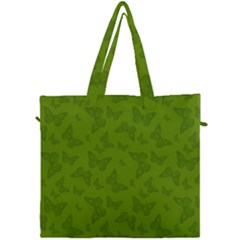 Avocado Green Butterfly Print Canvas Travel Bag by SpinnyChairDesigns