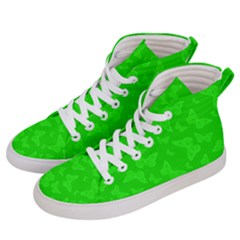 Chartreuse Green Butterfly Print Men s Hi-top Skate Sneakers by SpinnyChairDesigns