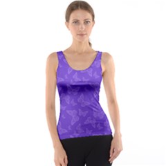 Violet Purple Butterfly Print Tank Top by SpinnyChairDesigns