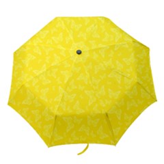 Lemon Yellow Butterfly Print Folding Umbrellas by SpinnyChairDesigns