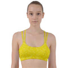 Lemon Yellow Butterfly Print Line Them Up Sports Bra by SpinnyChairDesigns