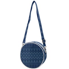 Boho Denim Blue Crossbody Circle Bag by SpinnyChairDesigns