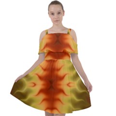 Red Gold Tie Dye Cut Out Shoulders Chiffon Dress by SpinnyChairDesigns