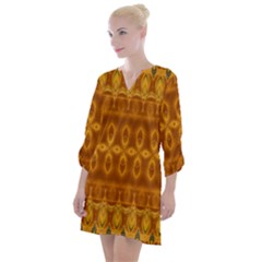 Boho Honey Gold Open Neck Shift Dress by SpinnyChairDesigns