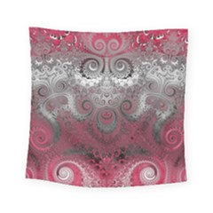 Black Pink Spirals And Swirls Square Tapestry (small) by SpinnyChairDesigns