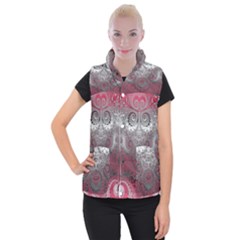 Black Pink Spirals And Swirls Women s Button Up Vest by SpinnyChairDesigns