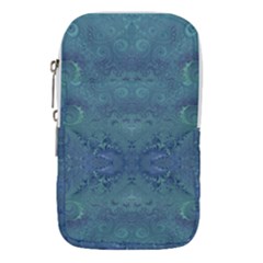 Teal Spirals And Swirls Waist Pouch (large) by SpinnyChairDesigns