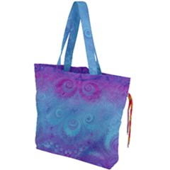 Purple Blue Swirls And Spirals Drawstring Tote Bag by SpinnyChairDesigns