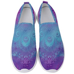 Purple Blue Swirls And Spirals Men s Slip On Sneakers by SpinnyChairDesigns