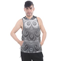 Black And White Spirals Men s Sleeveless Hoodie by SpinnyChairDesigns