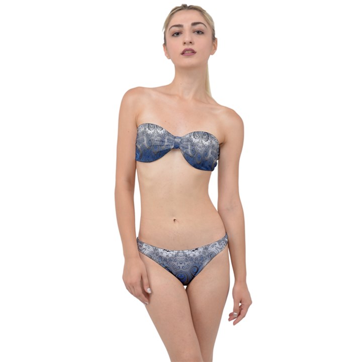 Blue Swirls and Spirals Classic Bandeau Bikini Set