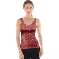 Abstract Red Black Checkered Tank Top by SpinnyChairDesigns