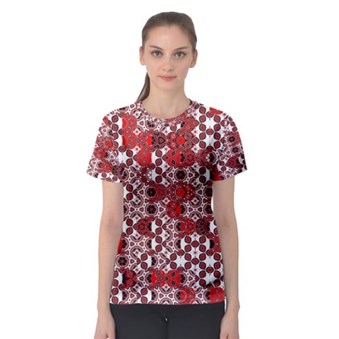 Red Black Checkered Women s Sport Mesh Tee by SpinnyChairDesigns