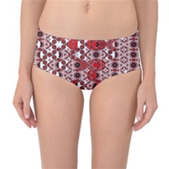 Red Black Checkered Mid-waist Bikini Bottoms by SpinnyChairDesigns