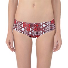 Red Black Checkered Classic Bikini Bottoms by SpinnyChairDesigns