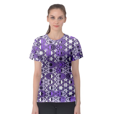 Purple Black Checkered Women s Sport Mesh Tee by SpinnyChairDesigns