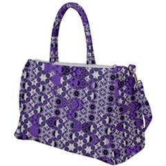 Purple Black Checkered Duffel Travel Bag by SpinnyChairDesigns