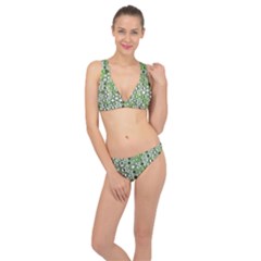 Black Lime Green Checkered Classic Banded Bikini Set  by SpinnyChairDesigns