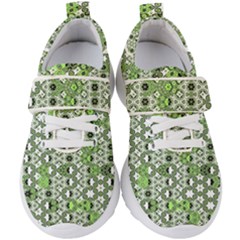 Black Lime Green Checkered Kids  Velcro Strap Shoes by SpinnyChairDesigns