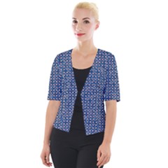 Artsy Blue Checkered Cropped Button Cardigan by SpinnyChairDesigns