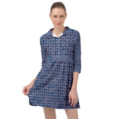 Artsy Blue Checkered Mini Skater Shirt Dress by SpinnyChairDesigns