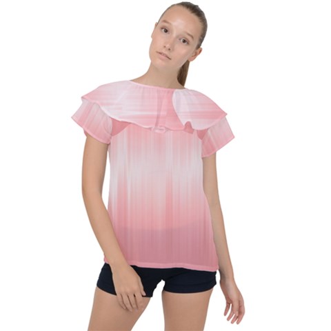 Fresh Pink Ombre Ruffle Collar Chiffon Blouse by SpinnyChairDesigns