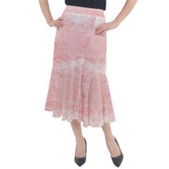 Pretty Pink Spirals Midi Mermaid Skirt by SpinnyChairDesigns