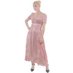 Pretty Pink Spirals Button Up Short Sleeve Maxi Dress by SpinnyChairDesigns