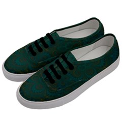 Teal Green Spirals Men s Classic Low Top Sneakers by SpinnyChairDesigns