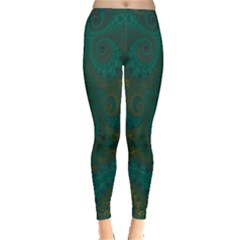 Teal Green Spirals Inside Out Leggings by SpinnyChairDesigns