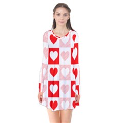 Hearts  Long Sleeve V-neck Flare Dress by Sobalvarro