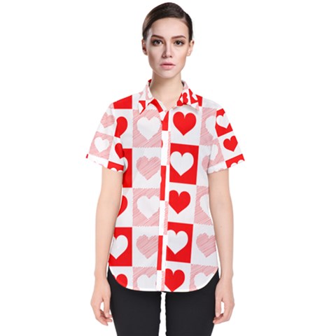 Hearts  Women s Short Sleeve Shirt by Sobalvarro