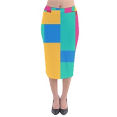 Squares  Velvet Midi Pencil Skirt by Sobalvarro