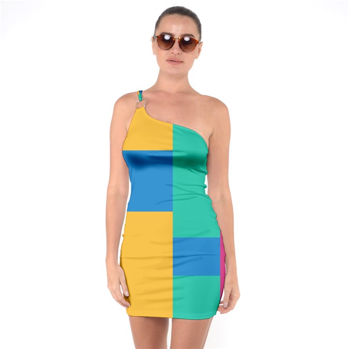 Squares  One Soulder Bodycon Dress