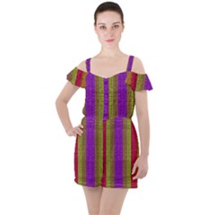 Colors Of A Rainbow Ruffle Cut Out Chiffon Playsuit by pepitasart