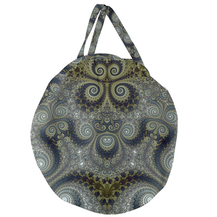 Rustic Silver and Gold Spirals Giant Round Zipper Tote