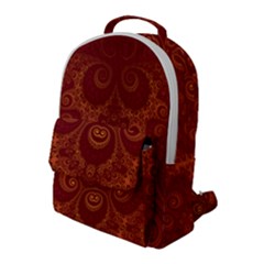 Red And Gold Spirals Flap Pocket Backpack (large) by SpinnyChairDesigns