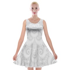 Wedding White Swirls Spirals Velvet Skater Dress by SpinnyChairDesigns