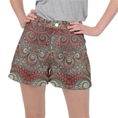 Red And White Color Swirls Ripstop Shorts by SpinnyChairDesigns