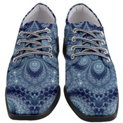Royal Blue Swirls Women Heeled Oxford Shoes by SpinnyChairDesigns