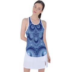 Royal Blue Swirls Racer Back Mesh Tank Top by SpinnyChairDesigns