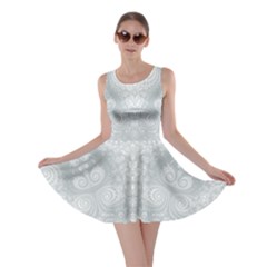 Ash Grey White Swirls Skater Dress by SpinnyChairDesigns