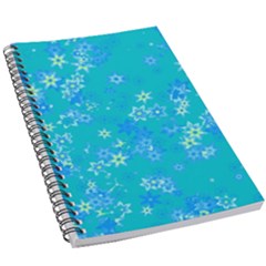 Aqua Blue Floral Print 5 5  X 8 5  Notebook by SpinnyChairDesigns